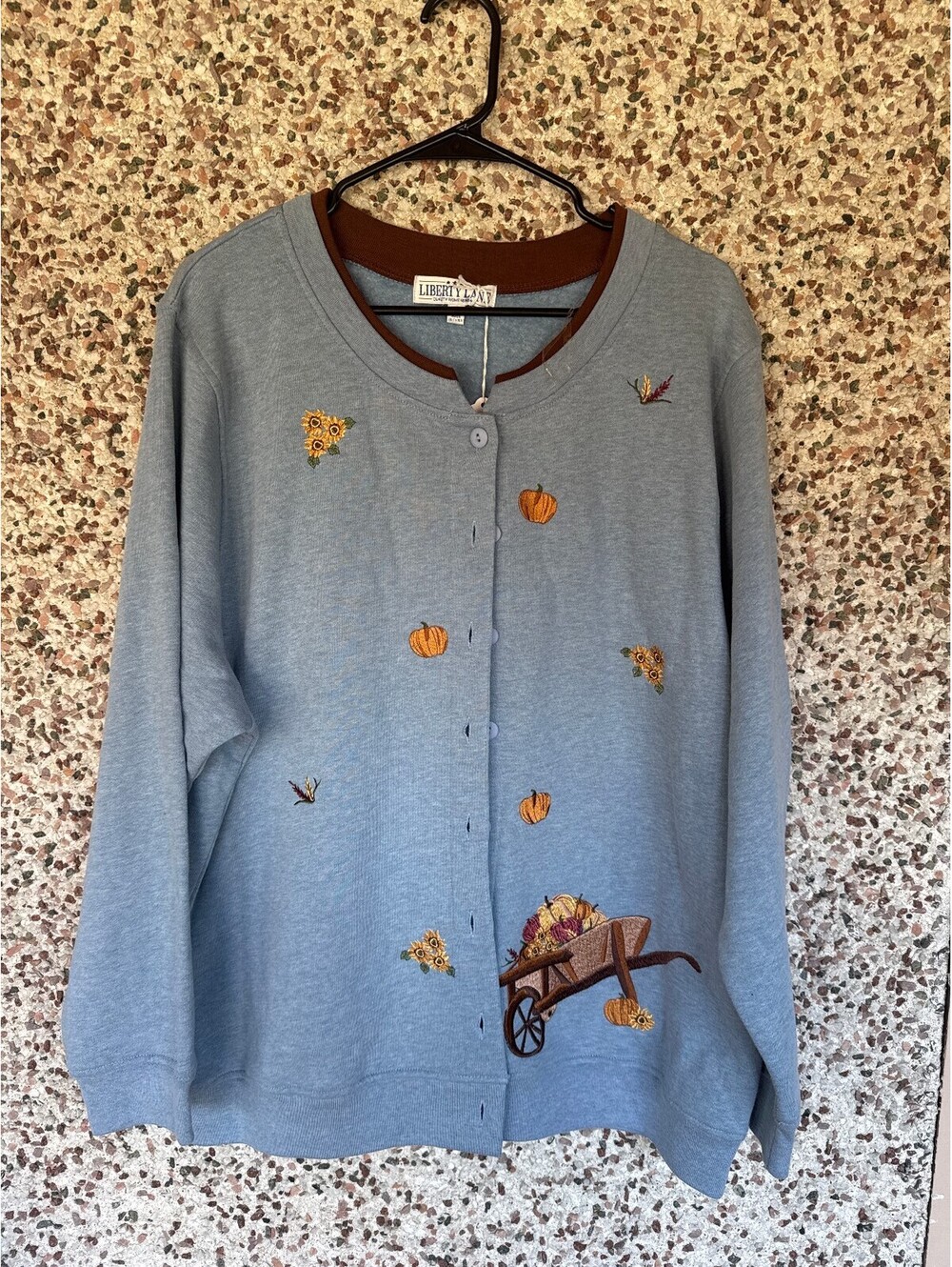 Liberty Lane Fall Cardigan Sz 1X Pumpkin Sunflower Grandmacore